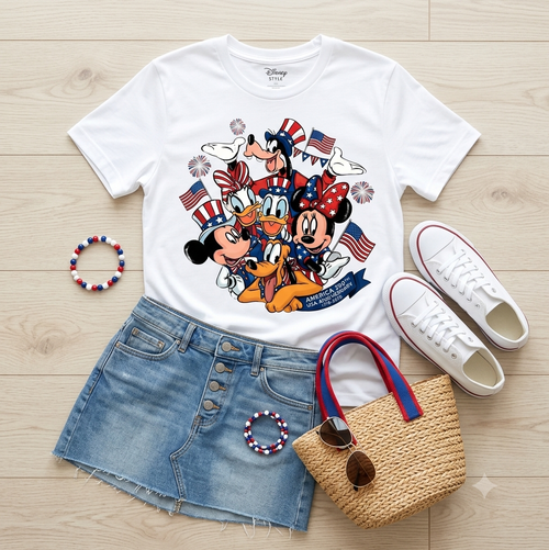 America 250th Anniversary Disney Characters Patriotic Tee