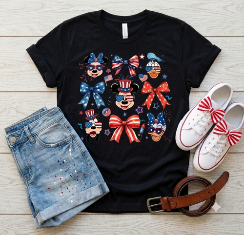4th of July Disney Characters Graphic Tee | Patriotic Streetwear – Vyvid Wear