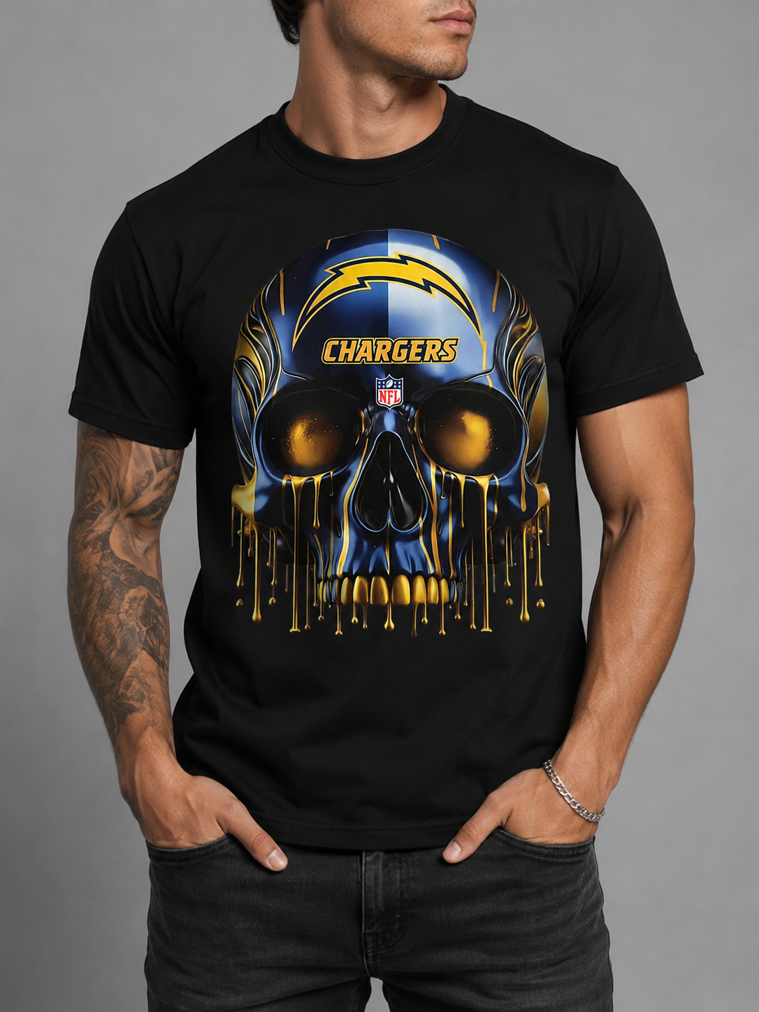 LA Chargers Skull Drip Graphic Tee